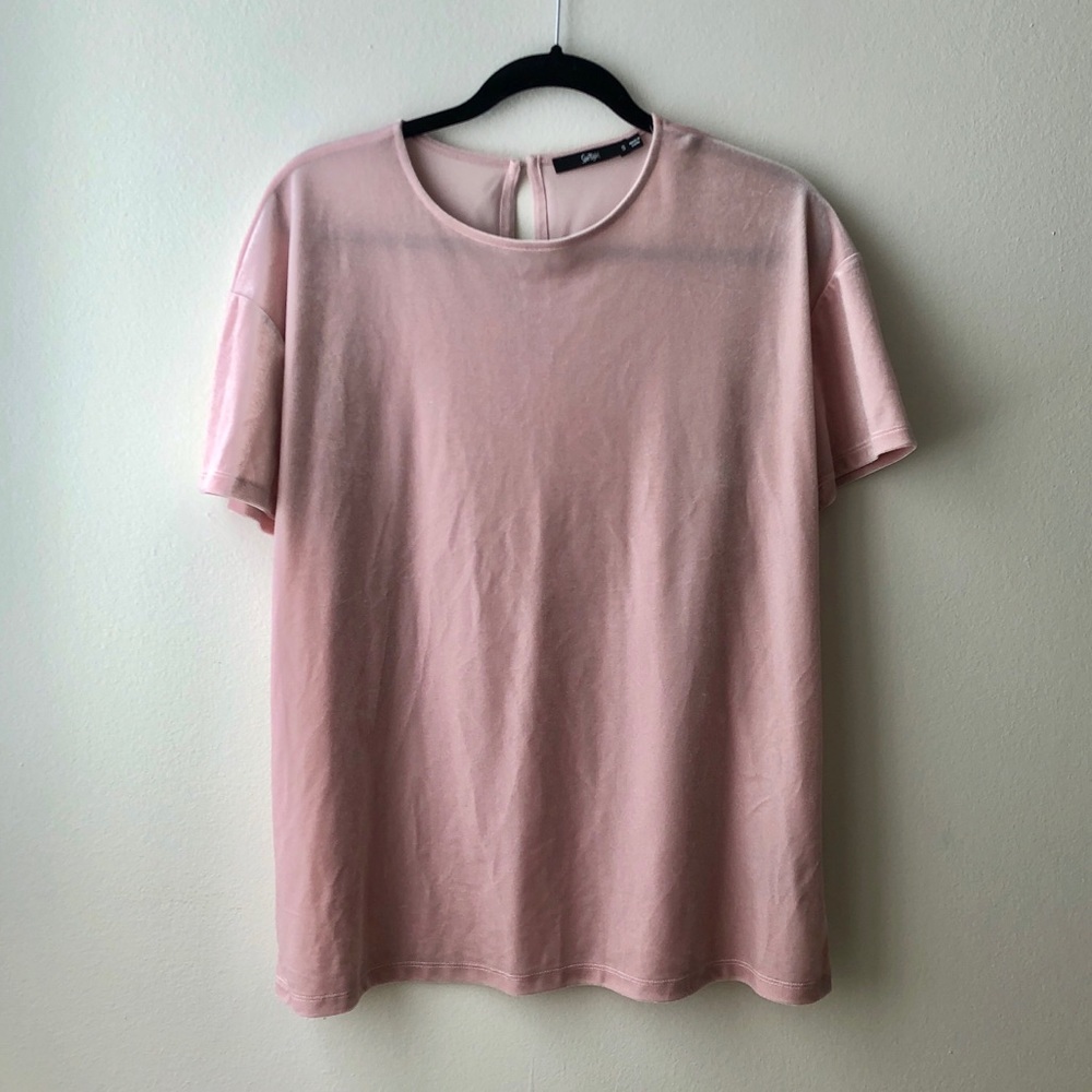 PINK VELVET PLUSH OVERSIZED T-SHIRT